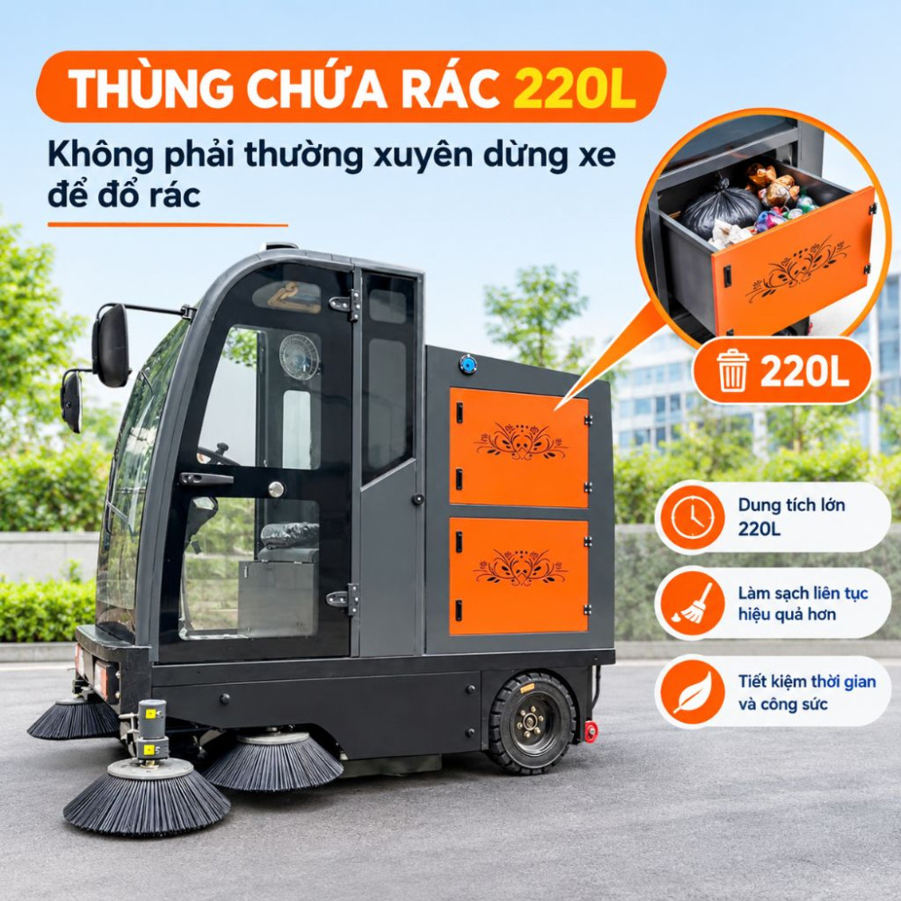 Xe quét rác công nghiệp ngồi lái Kumisai KMS-S13 - Hàng chính hãng