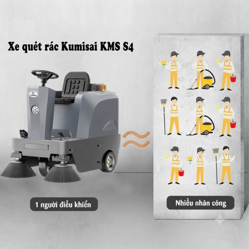 Xe quét rác ngồi lái Kumisai KMS S4 - Hàng chính hãng