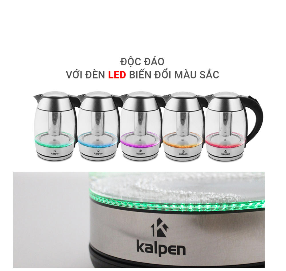 Ấm đun nước siêu tốc thủy tinh Kalpen KK66 - Hàng chính hãng
