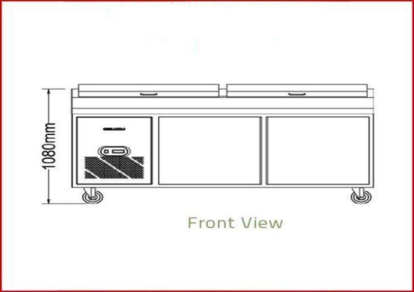 Bản vẽ bàn lạnh Pizza Berjaya BS2D/PCF6/Z 1,8m