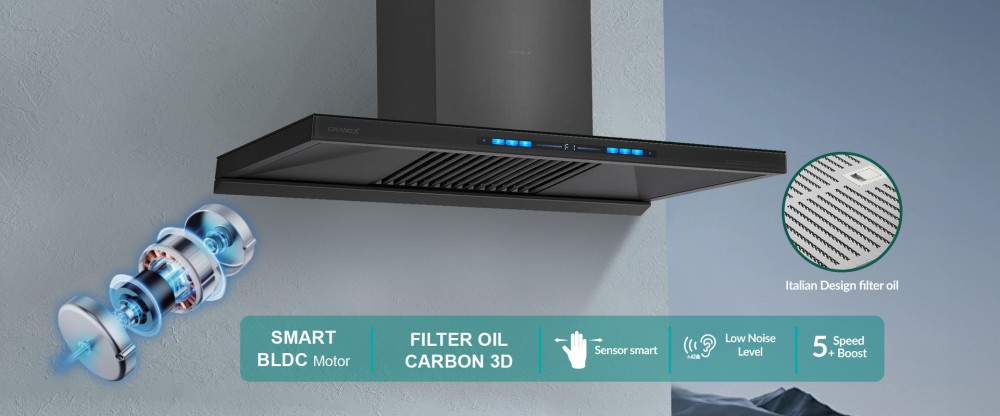 Hút mùi áp tường chữ T GrandX GX H90T81SG - Hàng chính hãng
