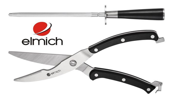 thanh mÃ i dao vÃ  kÃ©o cáº¯t cá»§a bá» dao inox Elmich 7 mÃ³n EL3800