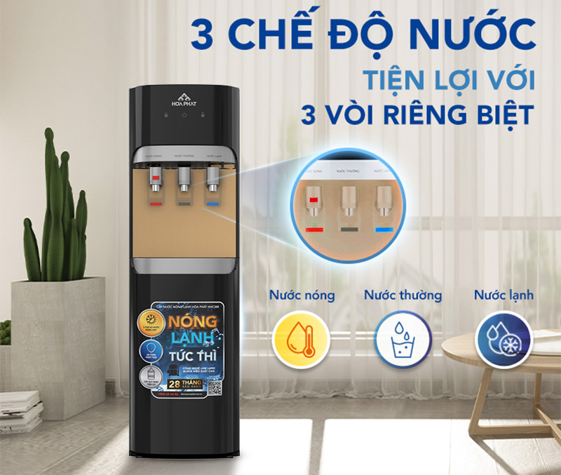 Thiết kế 3 vòi riêng biệt – 3 chế độ nước