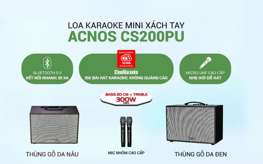 Loa karaoke mini Acnos CS200PU - Hàng chính hãng