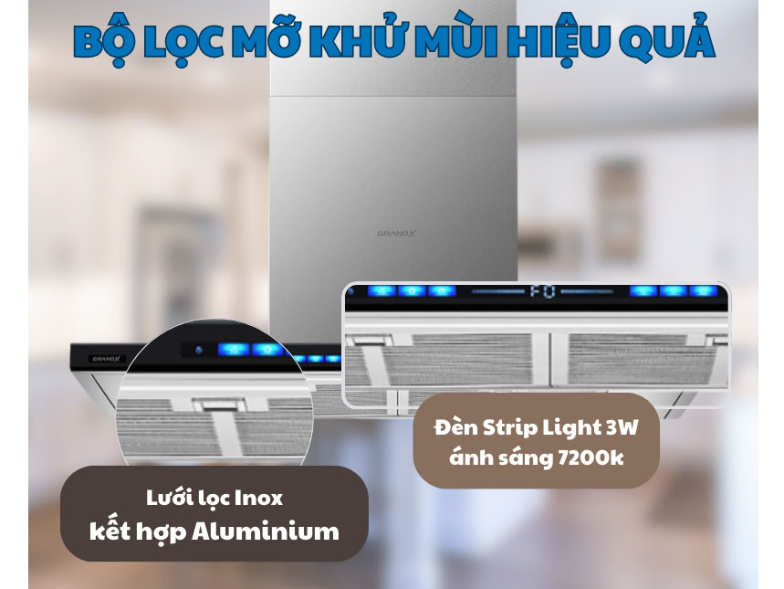 Hút mùi áp tường chữ T GrandX GX H90T78SB - Hàng chính hãng