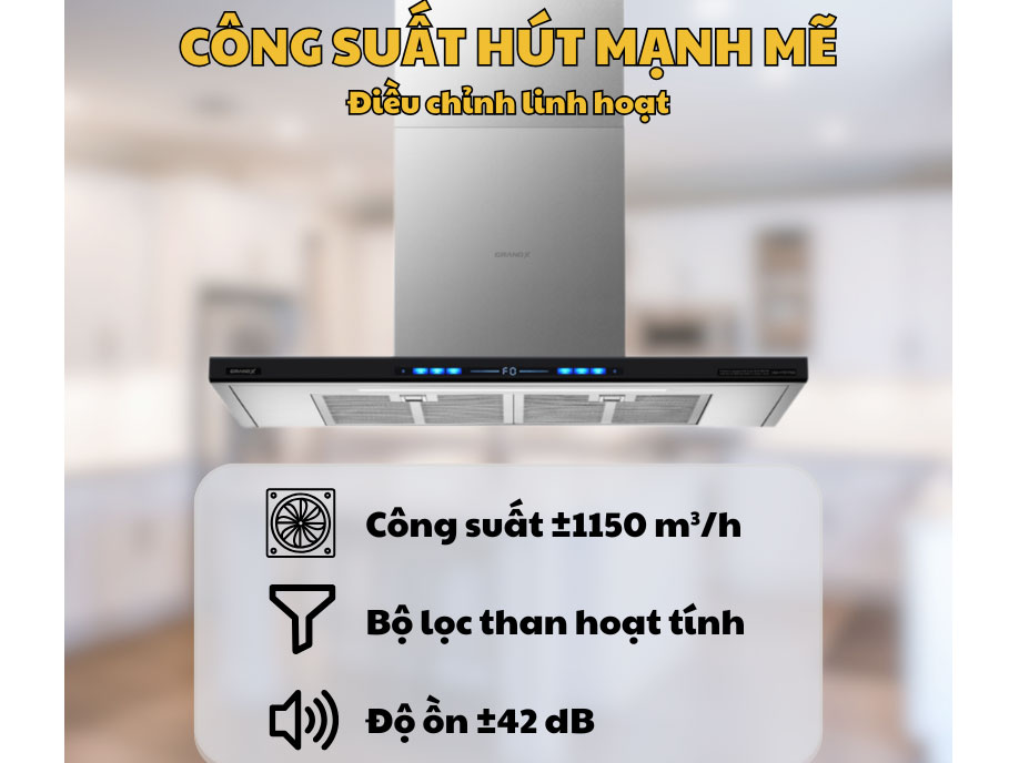 Hút mùi áp tường chữ T GrandX GX H90T78SB - Hàng chính hãng
