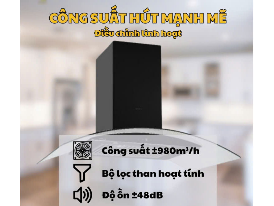 Hút mùi kính cong áp tường GrandX GX H70C55B - Hàng chính hãng