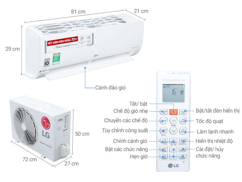 Máy lạnh Inverter 1.5 HP LG V13WIN sản phẩm tốt nhất dành cho gia dình bạn