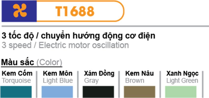 Quạt treo tường Senko t1688 có 5 màu cho bạn chọ lựa