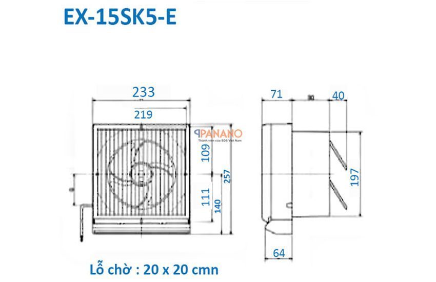 Cấu tạo của quạt thông gió ốp tường EX-15SK-5-E
