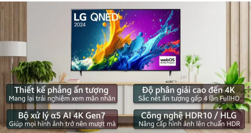 Tính năng nổi bật của Smart tivi qned LG 4K 75 inch 75QNED80TSA