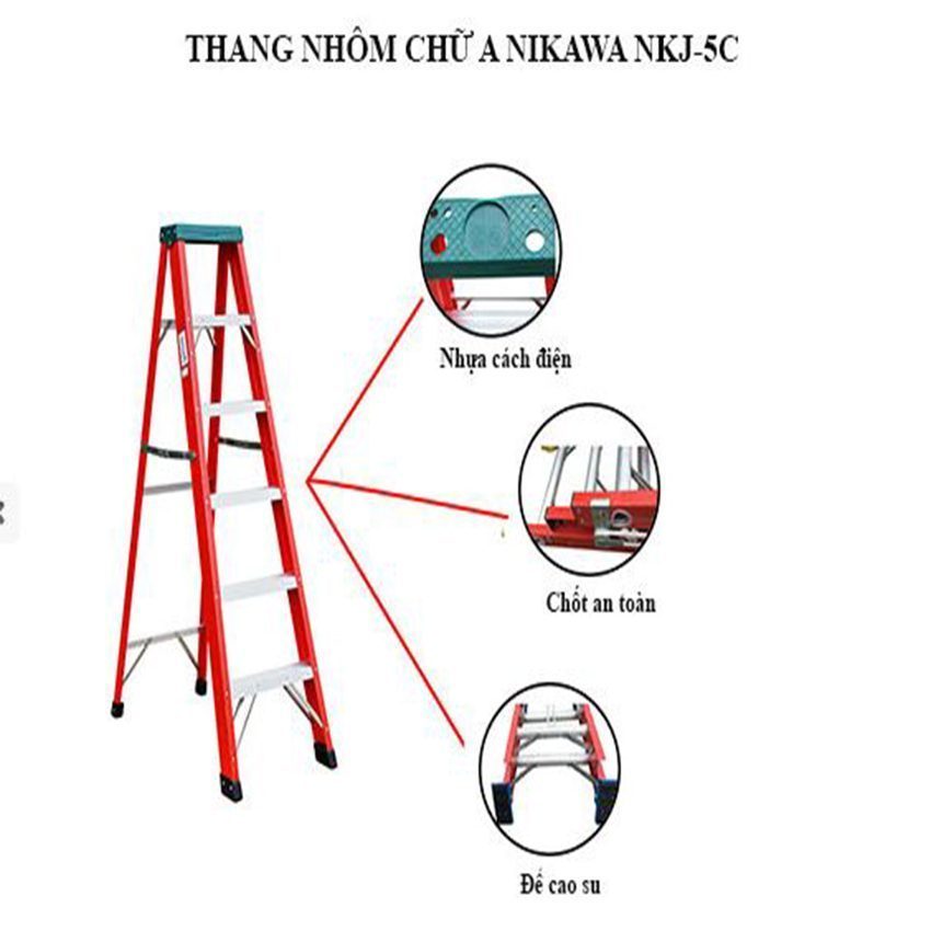 Chi tiết của thang cách điện chữ A Nikawa BKJ-5C