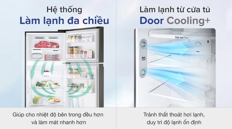 Chế độ Door Cooling kết hợp công nghệ Linear Cooling cho hơi lạnh tỏa đều khắp tủ