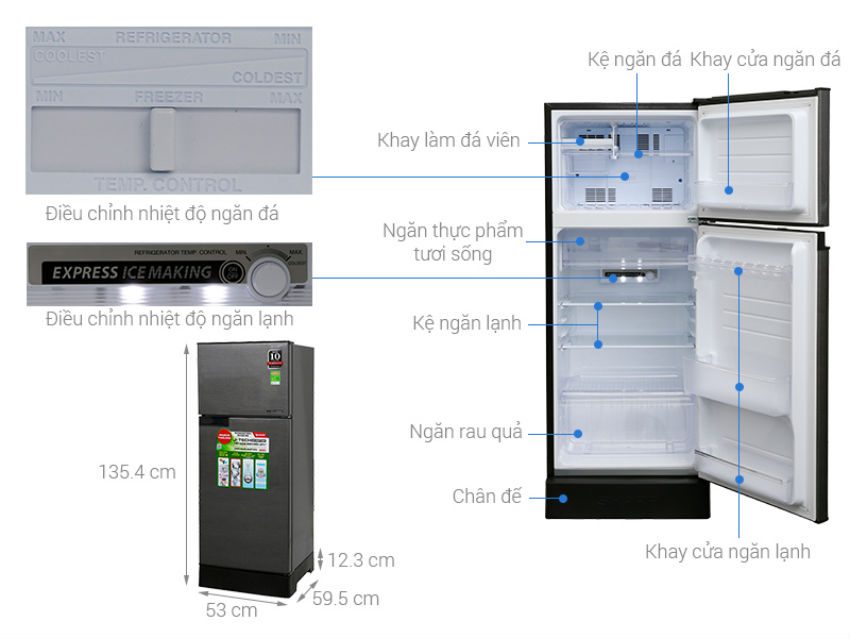 Tủ Lạnh SHARP Inverter 180 Lít SJ-X196E-SL 