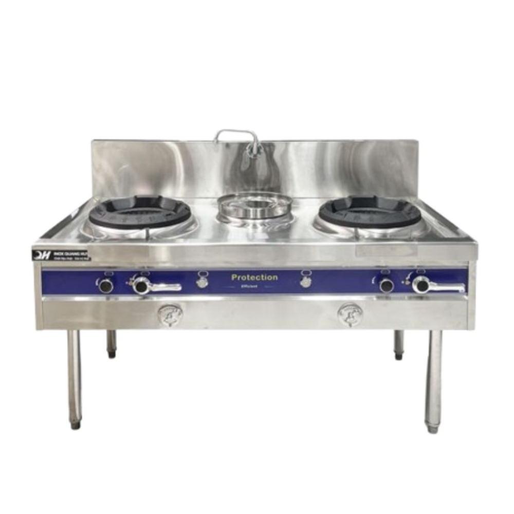 Bếp Á 2 họng gas inox 201 có quạt thổi BA2H1.5M-120W-NK - Hàng chính hãng
