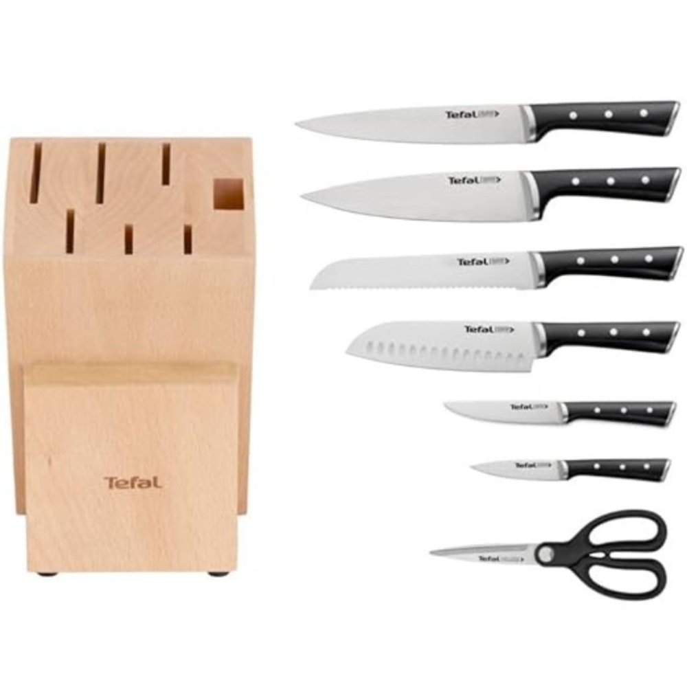 Bộ dao thép Đức 7 món kèm kệ để dao Tefal Ice Force K232S714 - Hàng chính hãng