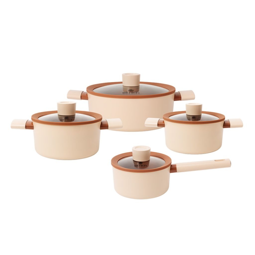 Bộ nồi chống dính Ceramic Elmich Mocha EL5243MC04 - Hàng chính hãng
