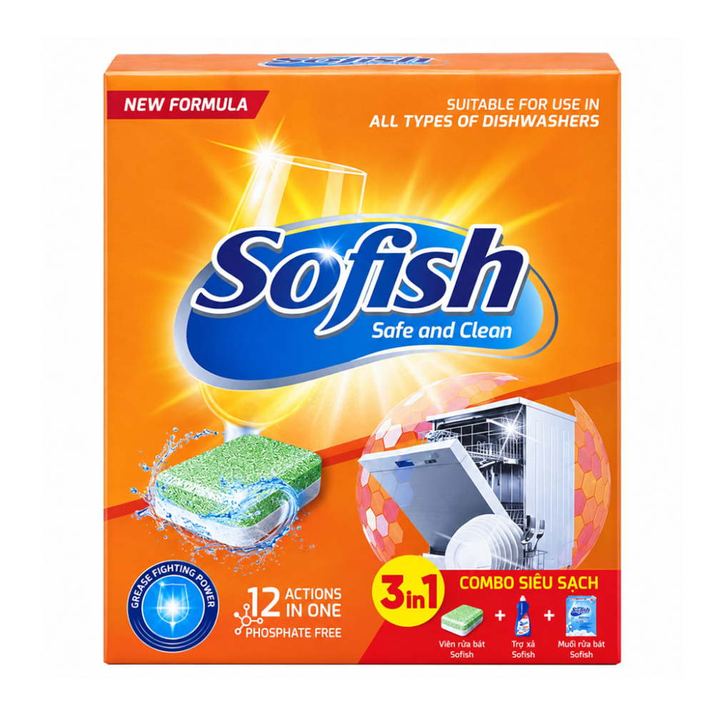 Combo rửa bát siêu sạch Sofish 3 in 1 - Hàng chính hãng