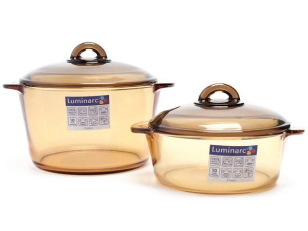 Bộ nồi thủy tinh Luminarc Blooming Amberline 2L-3L - Hàng chính hãng